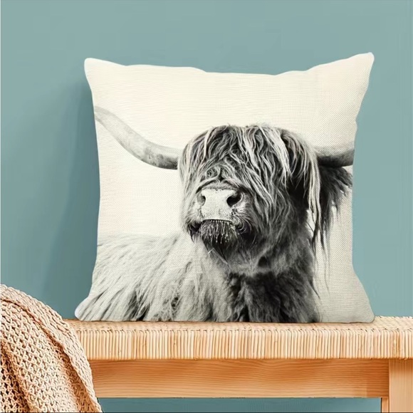 4pcs Yak Pattern Cushion Cover, Linen Digital Printed Pillow Case - Picture 4 of 7